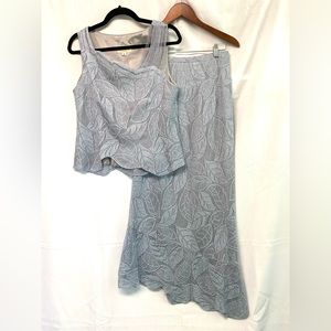 Vintage Damianou Silver Metallic Asymmetrical Sleeveless Top and Skirt